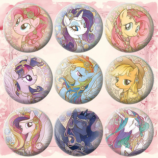 小马宝莉紫悦柔柔珍奇碧琪周边宇宙公主马口铁吧唧儿童徽章挂件