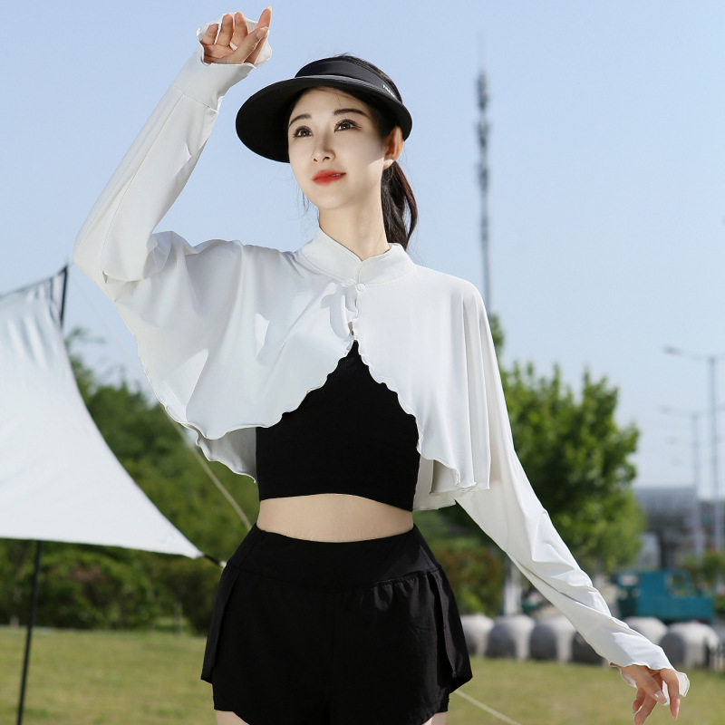 韩国防晒披肩女开车骑行户外薄款冰丝防紫外线遮阳衣长袖夏26新款