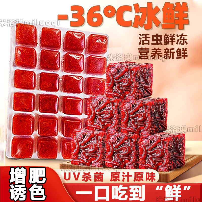 冰冻红虫鱼食红线虫兰寿鹦鹉鱼雷龙鱼六角恐龙饲料活虫鲜冻高蛋白