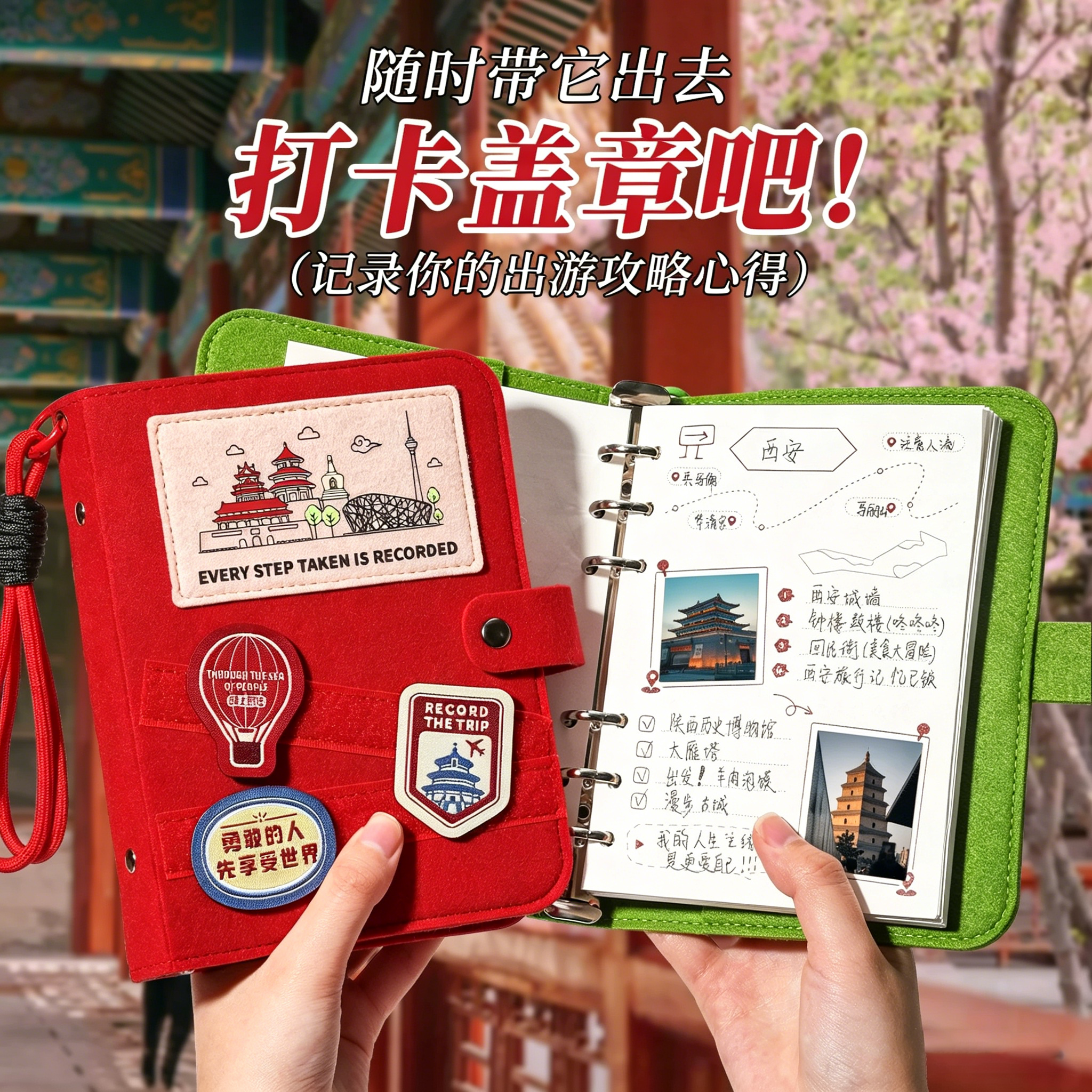 旅行盖章本文创活页集章册儿童旅游打卡收集本可拆卸空白印章本北京南京上海博物馆景点中国地图足迹记录纪念