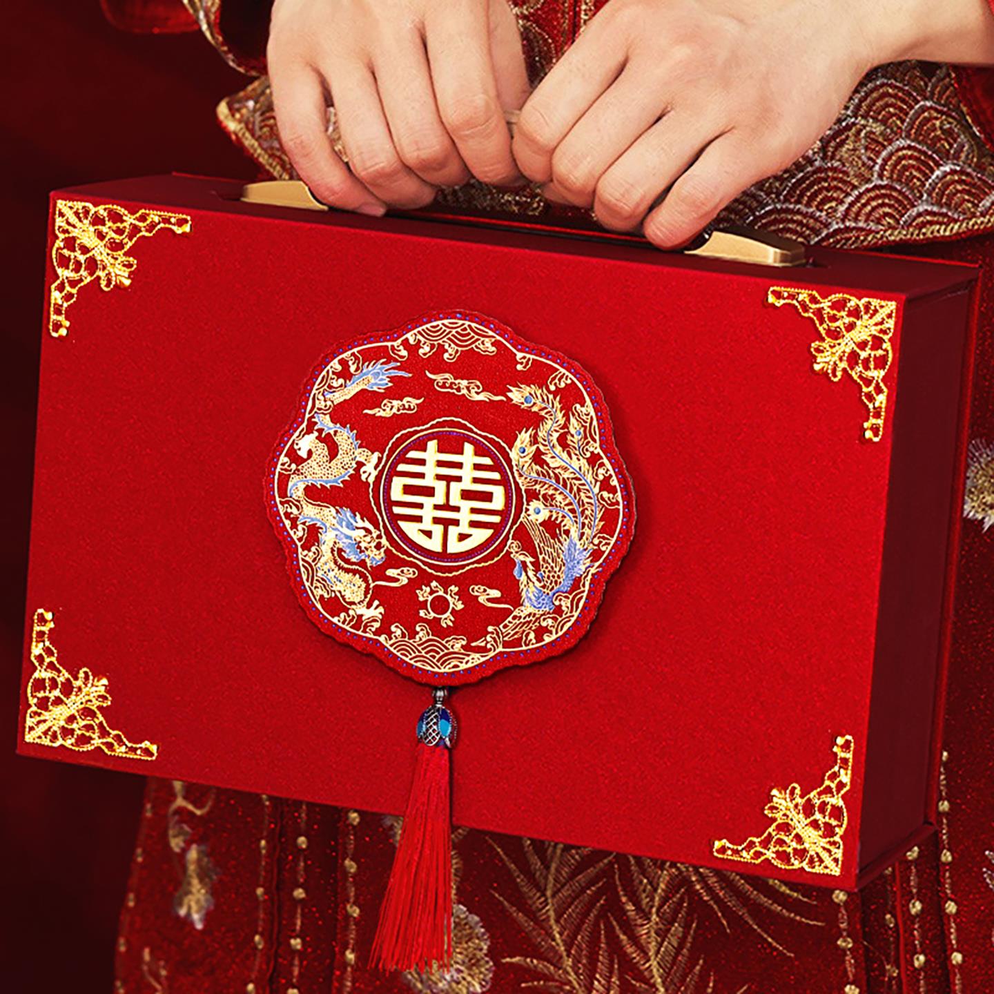 【喜结良缘】高档绒布彩礼钱盒子