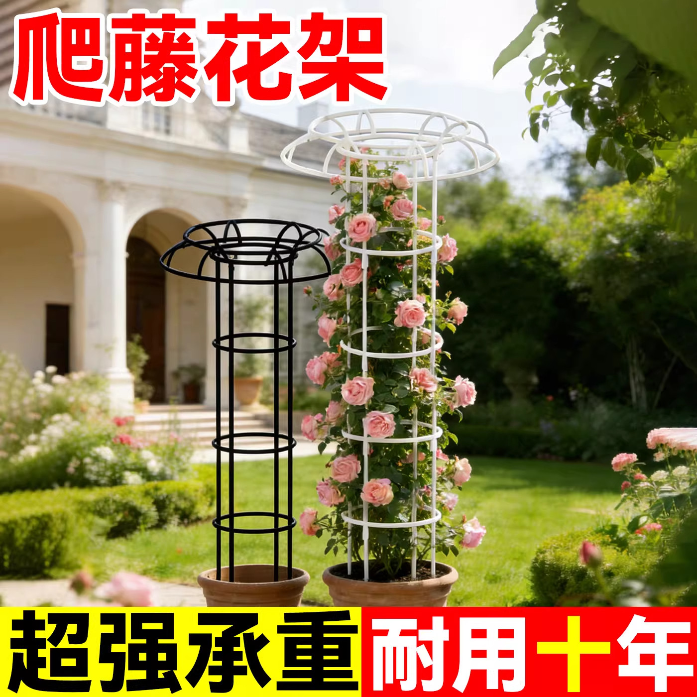 爬藤花架支撑杆月季植物支架铁线莲攀爬架子蓝雪花蔷薇花卉固定架