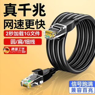 德国网线千兆家用超六6类网线7类线监控电源万兆笔记本电脑游戏