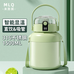 吨吨桶大肚保温杯316不锈钢2000ml大容量智能显温吸管水杯顿顿