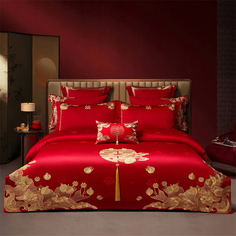 26新款高档贡缎澳棉结婚四件套床上用品不褪色喜被陪嫁婚庆十件套,床上用品,婚庆床品套件,淘宝优惠券,粉丝福利购,淘宝优惠卷