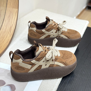 德训阿甘鞋 正品 百搭时尚 2025冬新款 增高4cm复古真皮加绒休闲女鞋