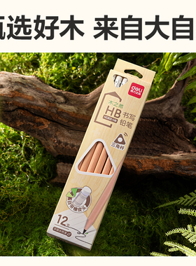 得力小学生幼儿园铅笔三角六角杆经典黑红杆HB2B练字作业带橡皮头原木铅笔儿童素描美术铅笔S935/58108/58109