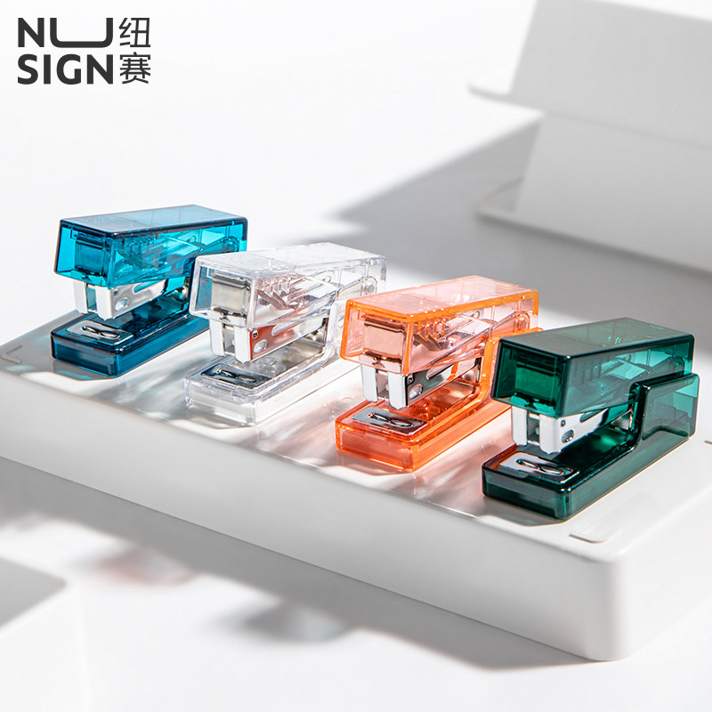 书机起钉器便携式办公用手握式省力订书器小巧多功能家用可爱diy透明