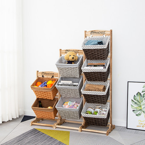 中鲁皓强置地式客厅木多层储物架