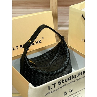 欧洲站AN&LV专柜女士真皮新款纯色手提小方包洋感单肩斜挎编织包