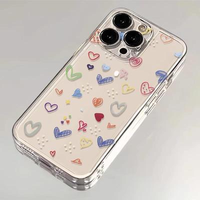 爱心系列适用苹果16手机壳iPhone15ProMax透明16e新款14Pro防摔13简约12保护套11少女Plus镜头XS全包外壳软壳