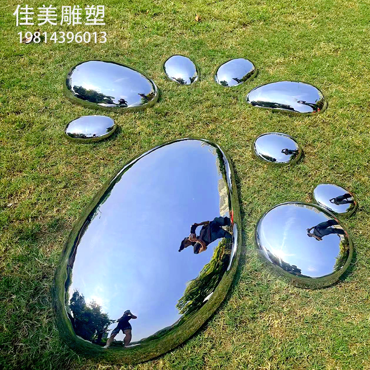 不锈钢鹅卵石雕塑定制户外石头水池园林景观落地镜面艺术品摆件