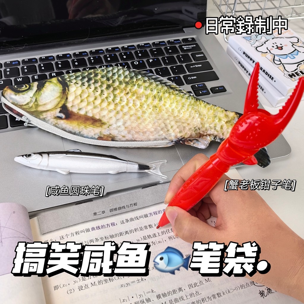 创意仿真鲫鱼笔袋同款个性搞怪学生桌面收纳袋韩版咸鱼文具笔盒