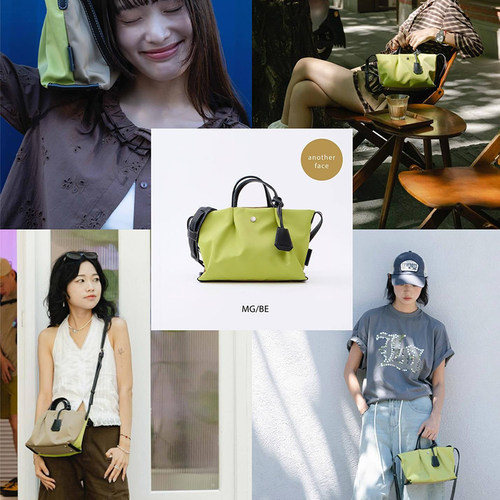 乐天托特包新款迷你双面色手提包饺子包女防水单肩包斜跨包妈咪包