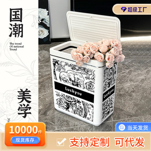 国风垃圾桶按压弹盖款客厅缝隙带垃圾桶批发盖垃圾筒家用简约创意