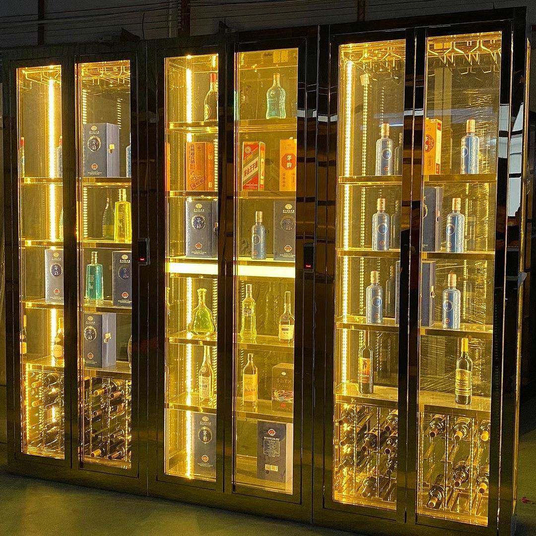 酒庄金档属红酒JG24-4-2架轻奢常白温酒柜玻璃钢洋酒柜高不锈酒柜