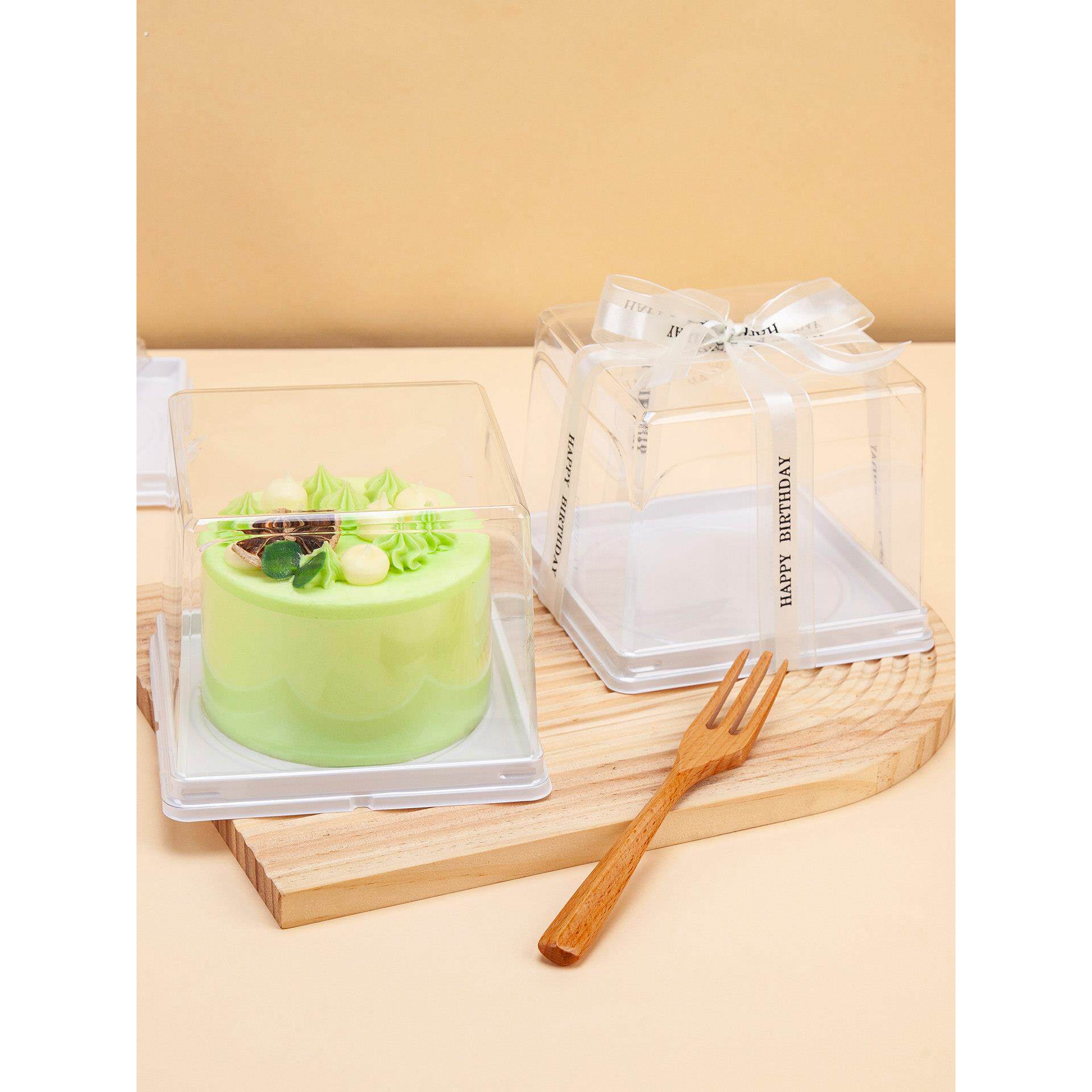 正诚4寸透明生日蛋糕盒加厚手提式巴斯克千层切块家用甜品烘焙盒