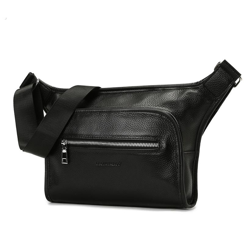 黑色真皮男士斜挎包新款头层牛皮休闲男包单肩包欧美时尚中性小众