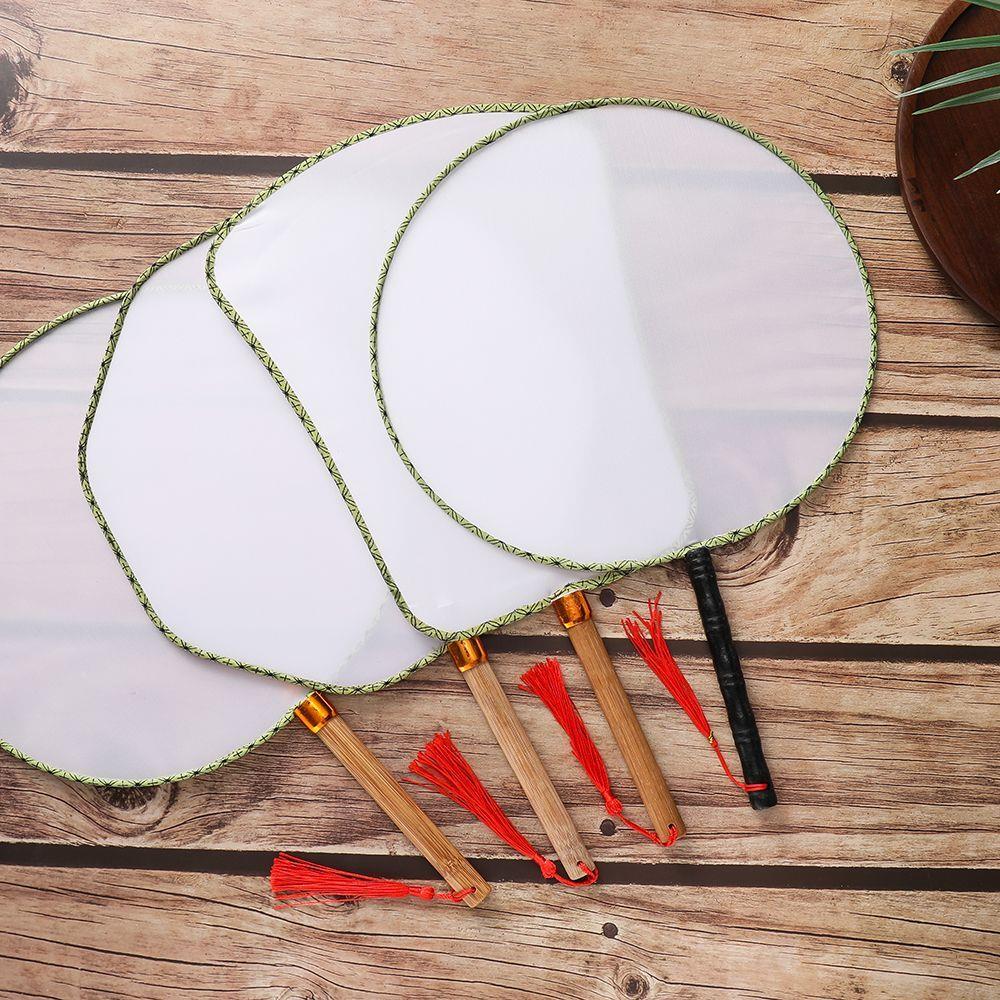 团扇空白圆扇子儿童手工材料包手绘涂色涂鸦绘画古风梅花扇面