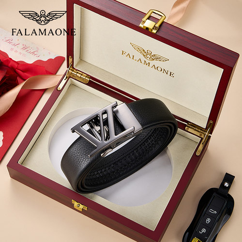 falamaone男士皮带真皮男名牌奢侈品牌腰带牛皮裤带男友老公礼物