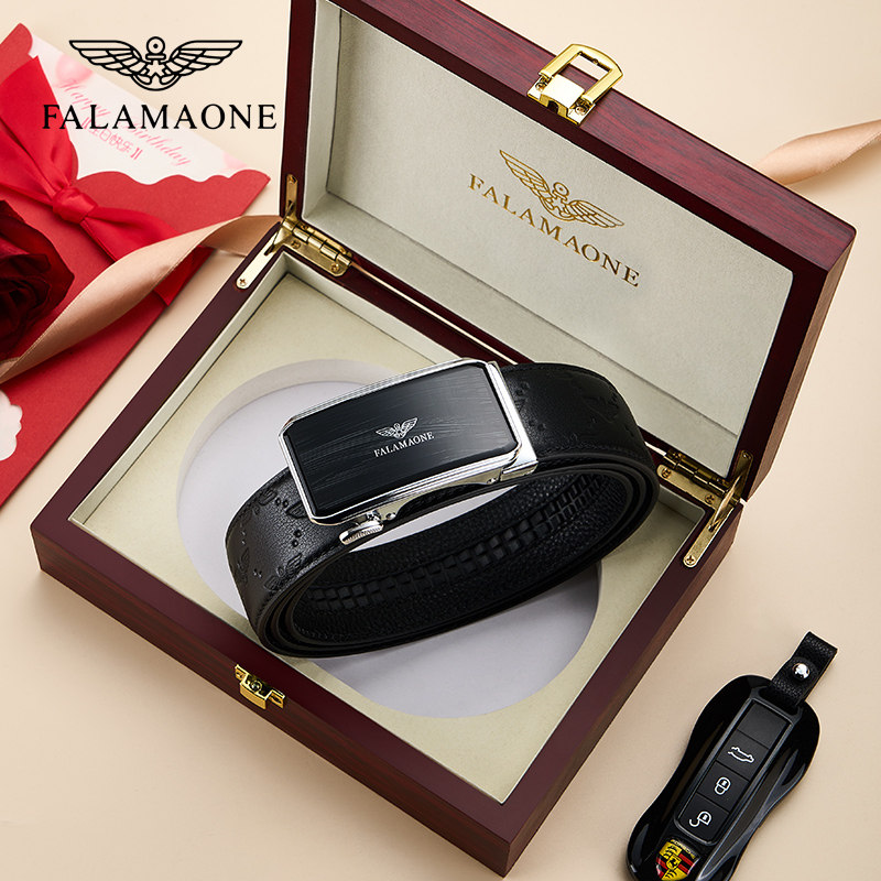 falamaone男士皮带真皮男时尚腰带奢侈品自动扣商务裤带生日礼物