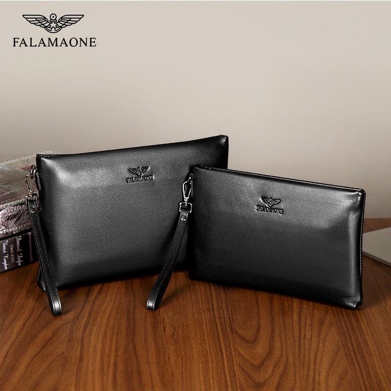 falamaone男士手拿包真皮信封包男包新款手包牛皮手抓包奢侈品