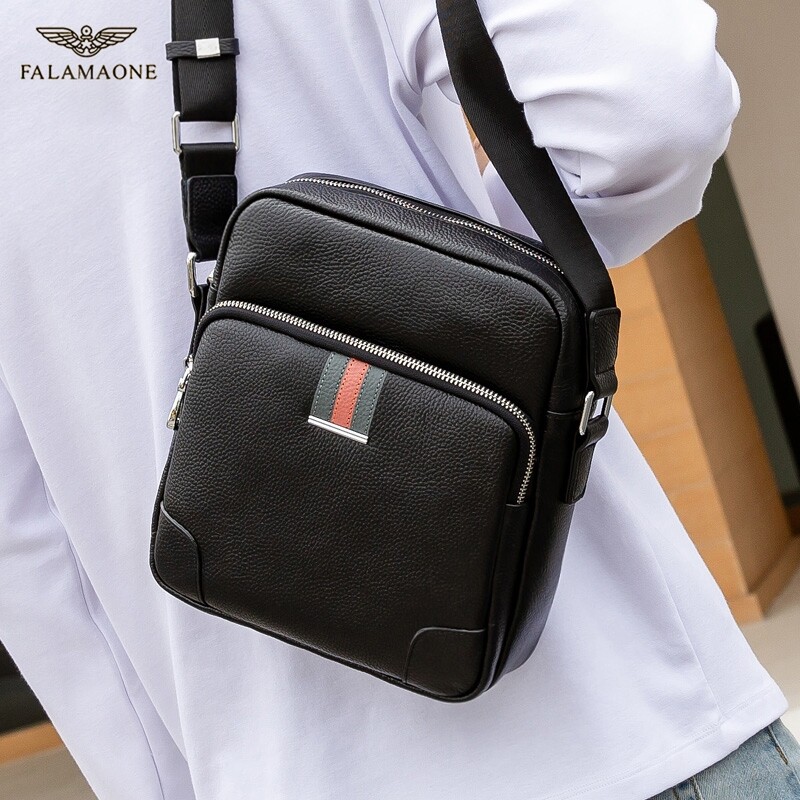 falamaone男士单肩包商务休闲百搭斜挎包竖款韩版男包礼物送爸爸