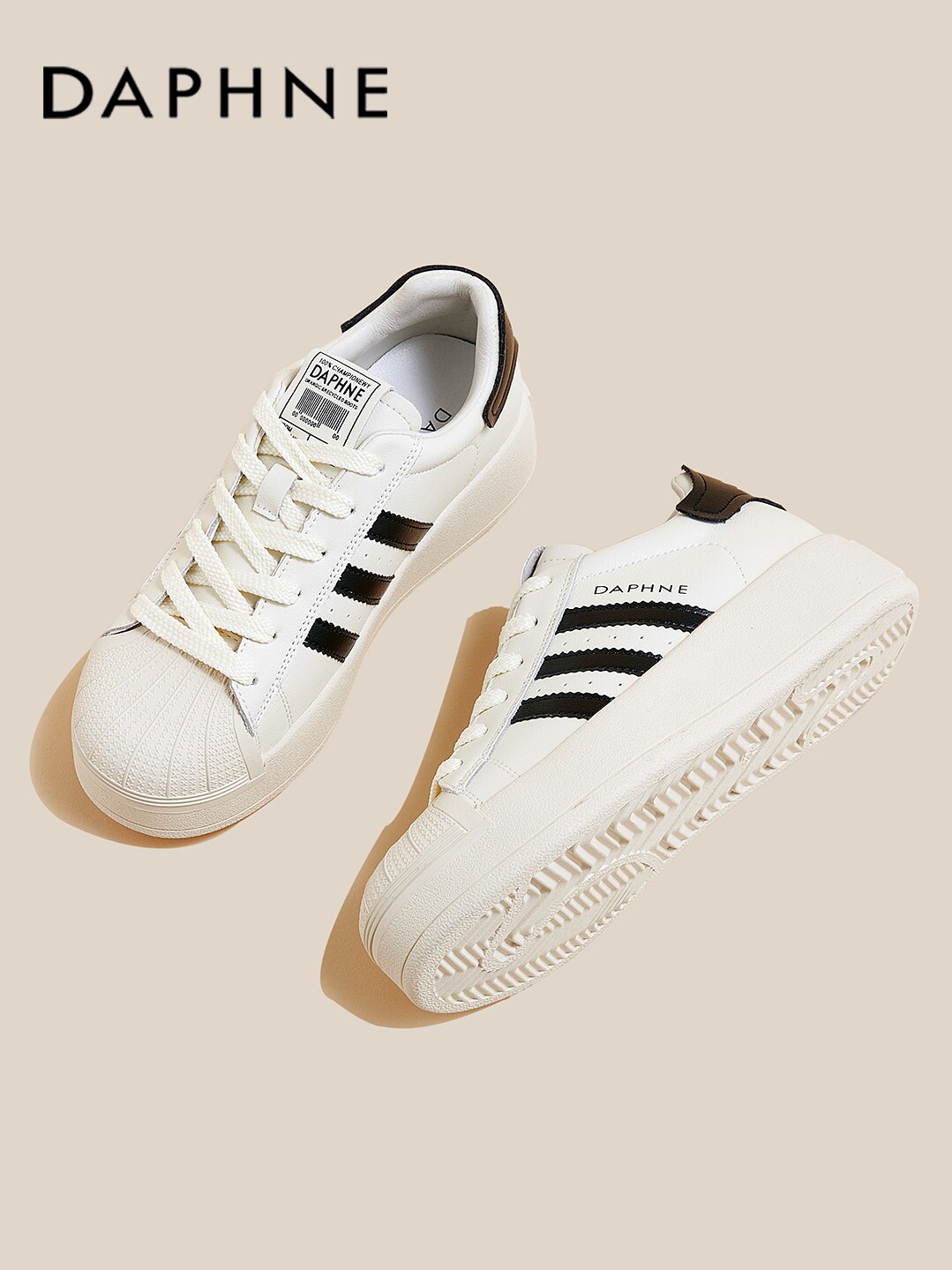 DAPHNE DAPHNE CHARMING LEG ESSENCE THICK-SOLED SMALL WHITE SHOES WOMENS CASUAL SHELL SHOES BOARD SHOES POPULAR SNEAKERS