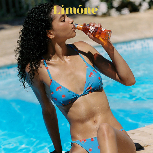 Limone聚拢吊带三角杯比基尼泳装