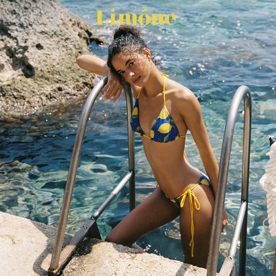 Limone三角杯比基尼蓝色分体泳衣