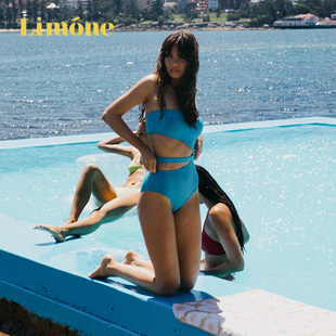 Limone抹胸连体泳衣女显瘦遮肚性感海边度假绝美泳装 限时6折