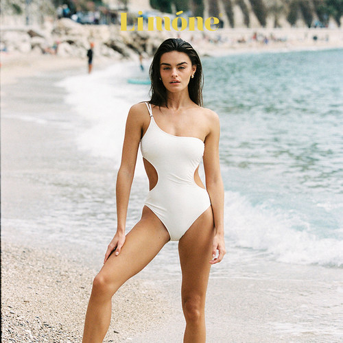 Limone白色连体泳衣海边度假泳装