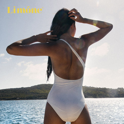 limone单肩露背女连体泳衣设计感