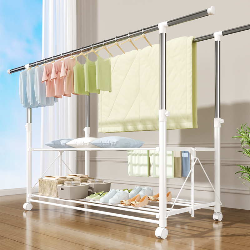 不锈钢晾衣架折叠伸缩晾被子神器