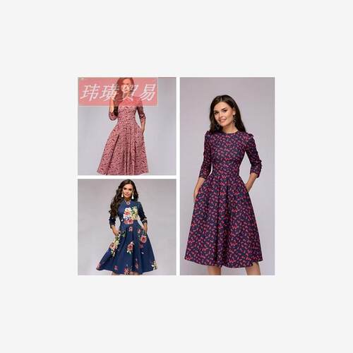 Fall Casual Printing Party Ladies Vintage Christmas Dress