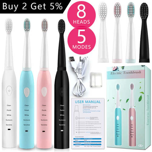 Smart Ultrasonic Electric Toothbrush Rechargeable Dental
