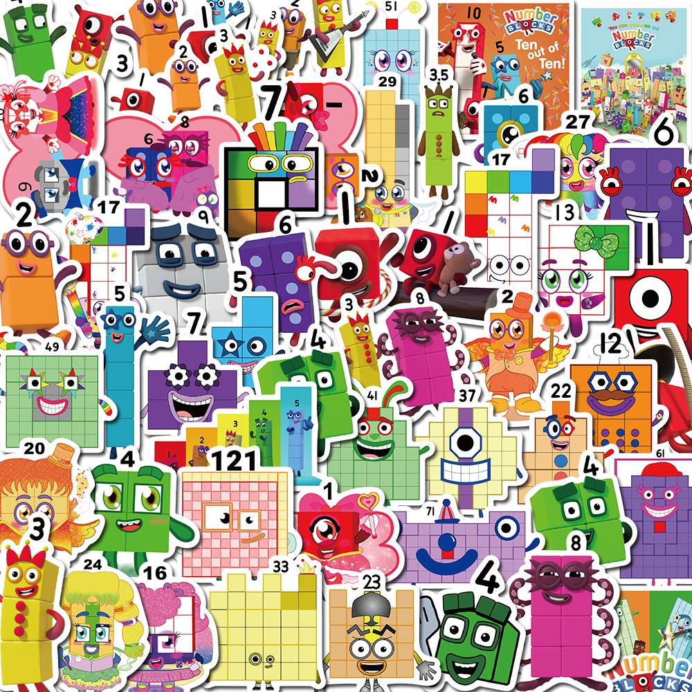 52PCS Numberblocks Cartoon Stickers Vintage For DIY Kids Chi