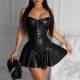 leather sling imitation dress吊带迷你超短裙仿皮革连衣裙women