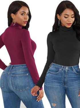winter bodysuits women undershirts ladies 百搭长袖打底连体衣