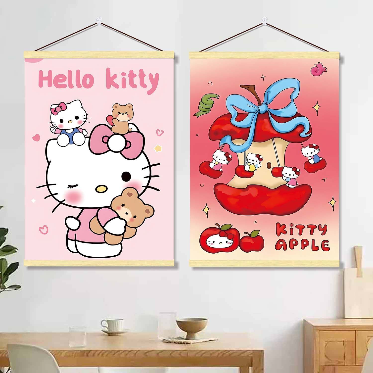 凯蒂猫HelloKitty卡通可爱挂画儿童书房卧室房间床头布置装饰画