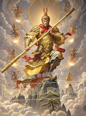 金身齐天大圣孙悟空霸气装饰贴画宿舍寝室儿童房间自粘画书房贴纸