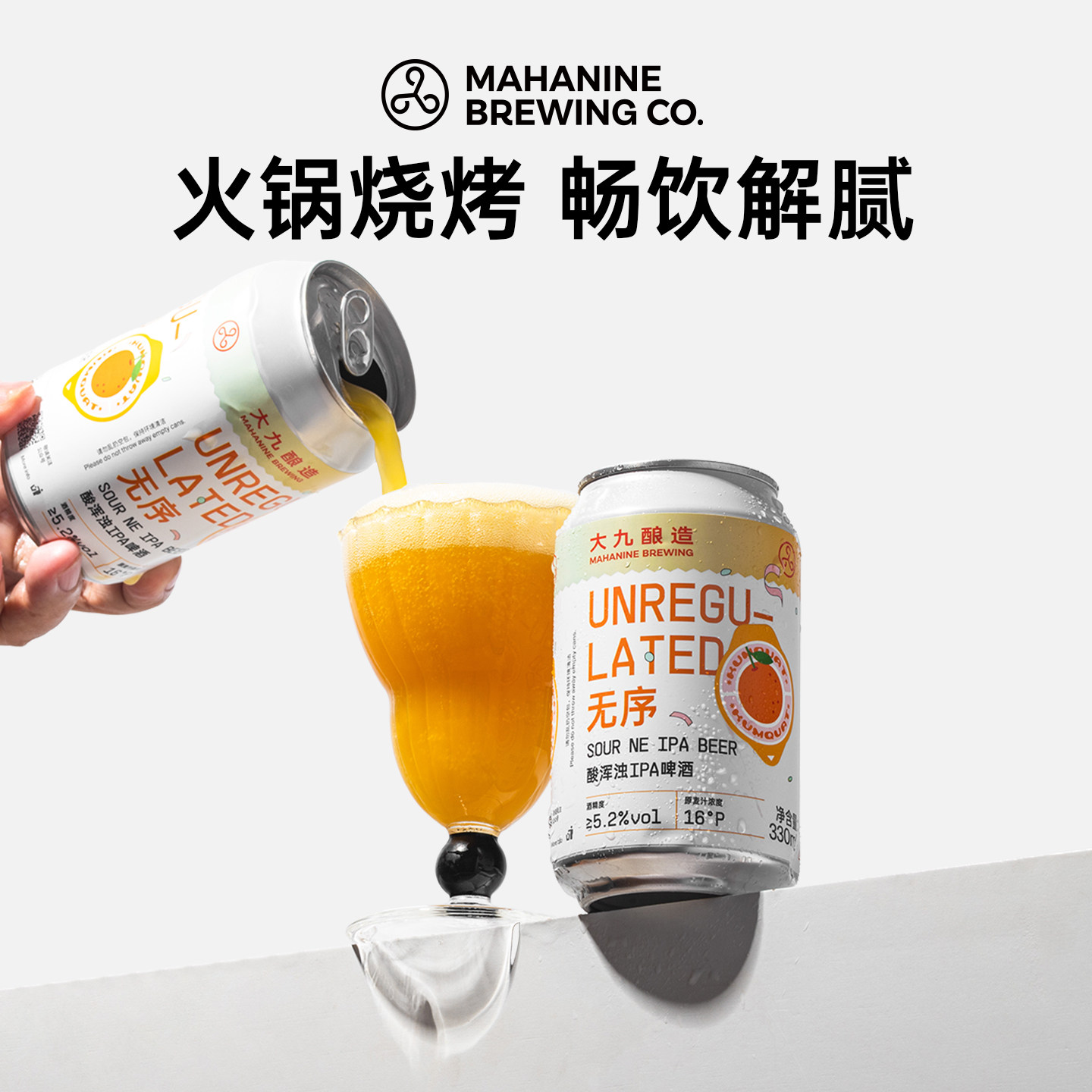 大九酿造无序酸浑浊IPA啤酒330ml*2罐装国产精酿鲜橙鲜啤易拉罐装