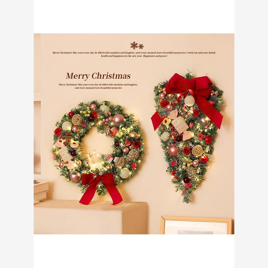 圣诞花环节咖啡店装饰门