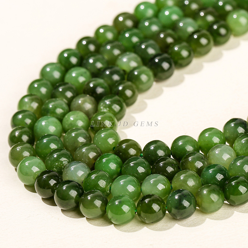 适用直供 碧玉散珠饰品配件diy串珠材料绿色玉石圆珠珠子现a0785