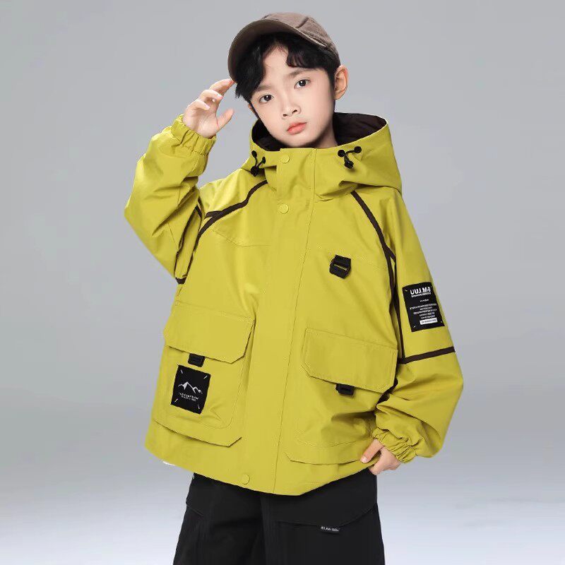 时尚新品男童春秋款外套秋季冲锋衣中大儿童男孩痞帅气时髦风衣潮