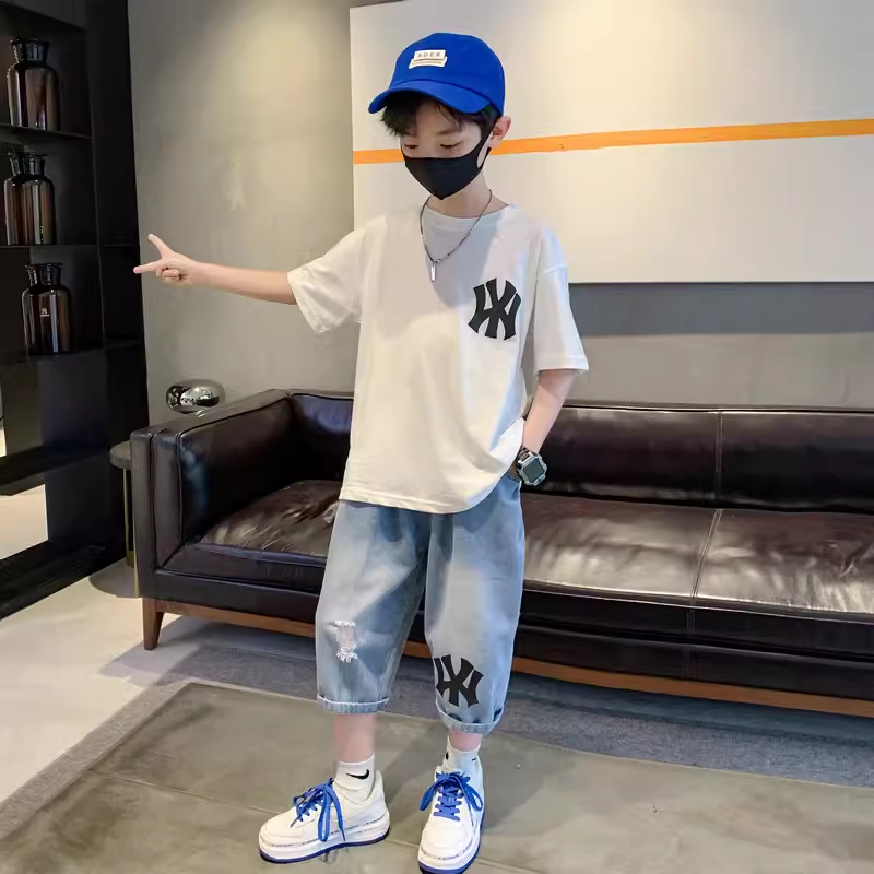 炫酷男童夏装套装运动短袖两件套