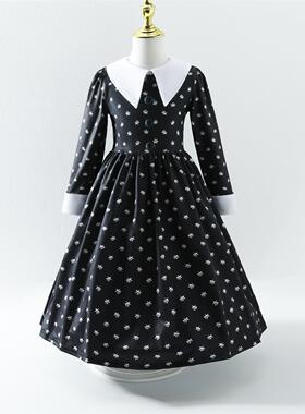 星期三黑色连衣裙COS服装跨境外贸 万圣节亚当斯一家连衣裙