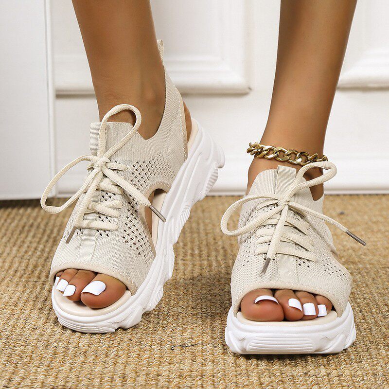 shoeswomen大码飞织厚底