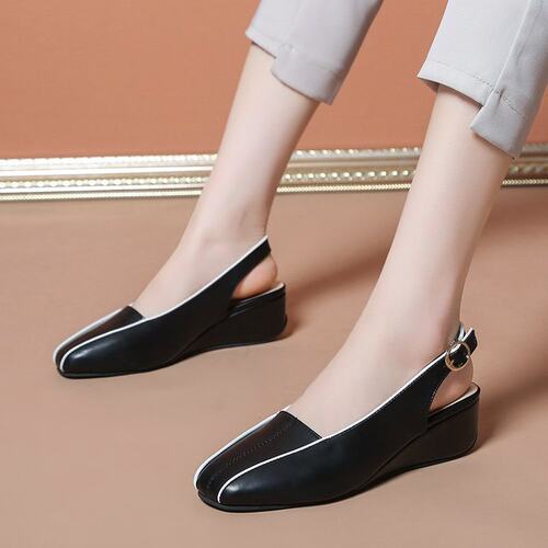 shoeswomen浅口粗跟方头
