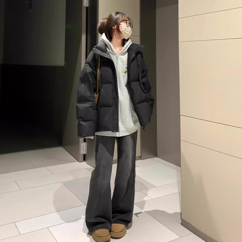 2025年新款冬季羽绒棉服女加厚小个子面包服棉情侣袄外套黑色棉衣